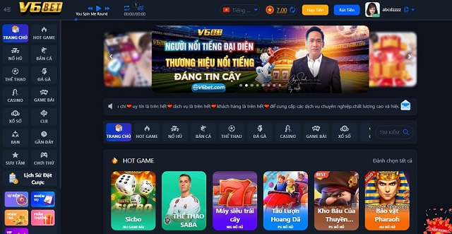 Giao diện trang web V6BET được thiết kế chuyên nghiệp