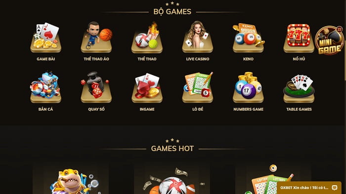 Hệ thống kho game tại nhà cái Oxbet