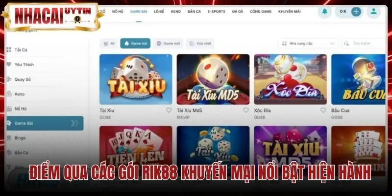 Các gói Rik88 khuyến mại tặng cược và tỷ lệ hoàn trả